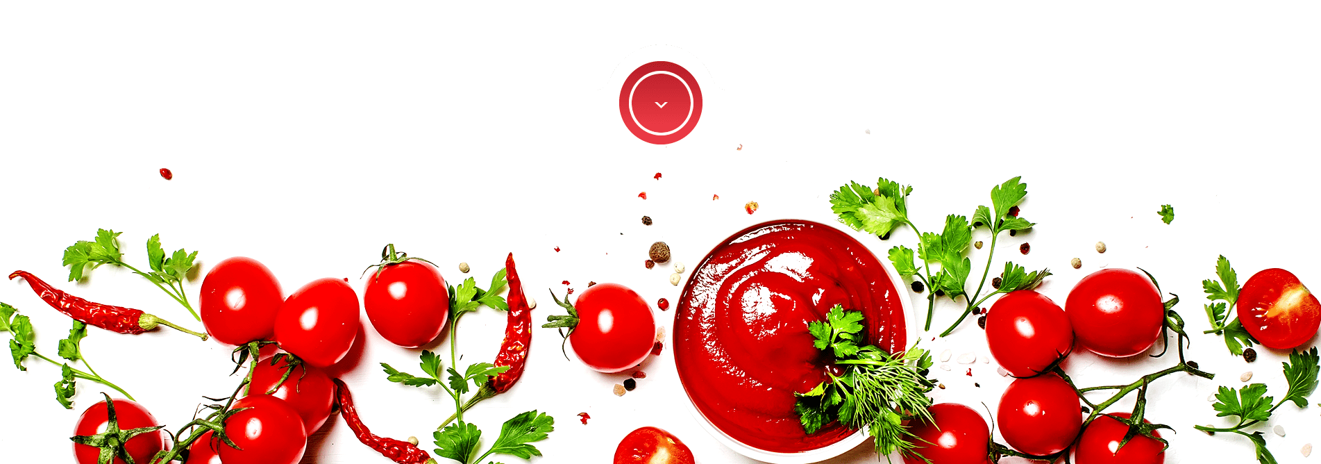 tomatoes with ketchup and peppers background
